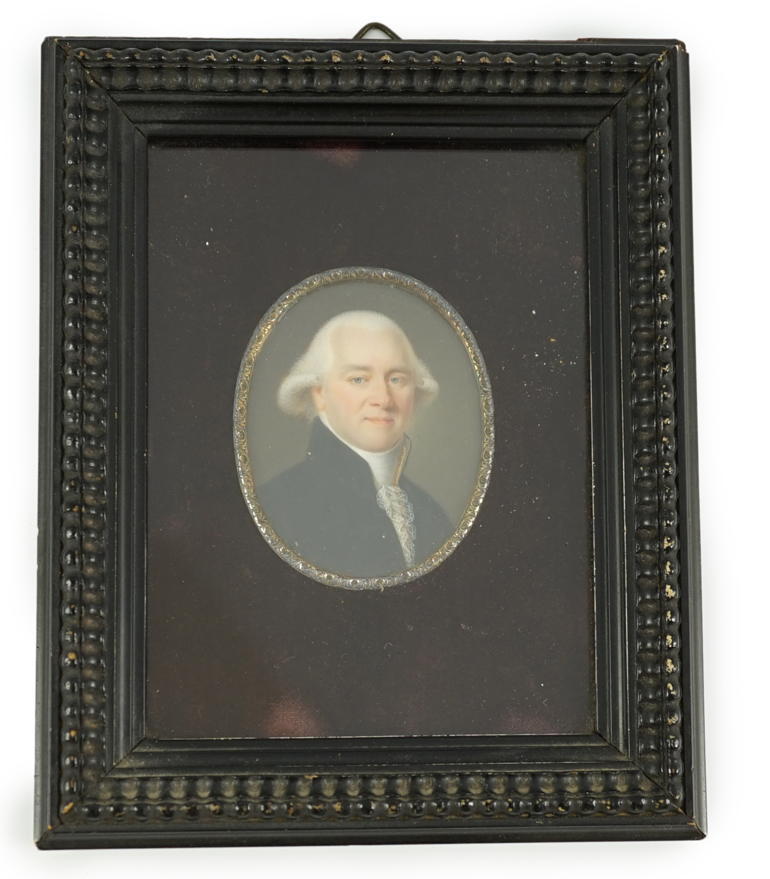 Late 18th Century Italian School, Portrait miniature of a gentleman, watercolour on ivory, 6.3 x 4.7cm. CITES Submission reference TPLMG8NW